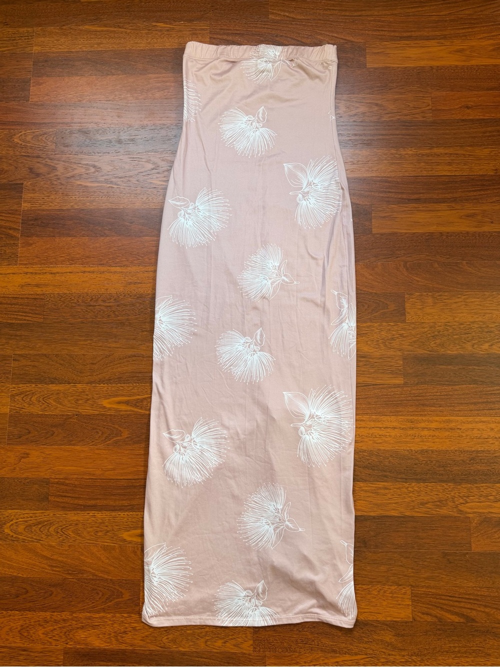 Blush Pink Strapless Floral-Print Maxi Dress